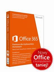 Microsoft Office 365 Home dla Użytkowników Domowych 32/64 Bit PL - licencja na rok - promocja przy zakupie z komputerem lub notebookiem w Komputronik