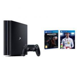 Konsola SONY PlayStation 4 Pro 1TB A Chassis Czarna + FIFA 18 + Uncharted: Zaginione Dziedzictwo + Playstation Plus 14 dni w Saturn