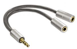 Kabel Jack 3.5 mm - 2x Jack 3.5 mm Alu-line HAMA 0.1 m