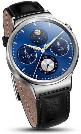 Smartwatch HUAWEI Watch Srebrny + pasek skórzany czarny