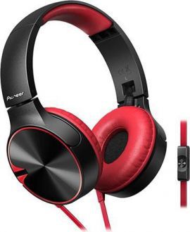Słuchawki nauszne PIONEER SE-MJ722T-R z mikrofonem Czerwono-czarny