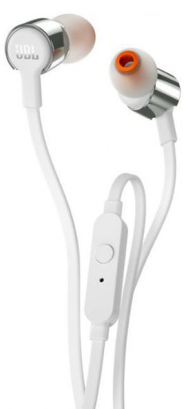 Słuchawki dokanałowe JBL T210 z mikrofonem Srebrny w MediaExpert