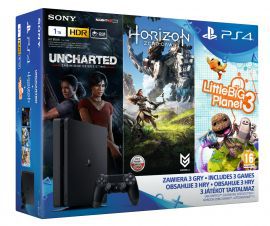 Konsola SONY PlayStation 4 Slim 1TB + Gra Uncharted: Zaginione Dziedzictwo + Gra Horizon Zero Dawn + Gra Little Big Planet 3 + Gra To jesteś Ty