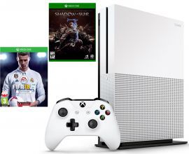 Konsola MICROSOFT XBOX ONE S 500GB + Gra Śródziemie: Cień Wojny+ Gra FIFA 18 + 6M Live Gold