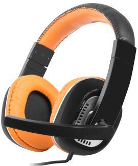 Słuchawki nauszne NATEC Kingfisher z mikrofonem Czarno-pomarańczowy