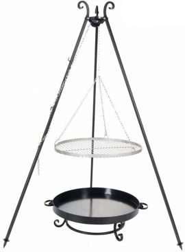 Grill ogrodowy FARMCOOK Ruszt stal czarny 70 cm + Palenisko ogrodowe pan 39 80 cm