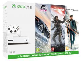 Konsola MICROSOFT XboxONE S 500GB + Gra Quantum Break + Gra Forza Horizon 3 + Gra Rise of the Tomb Raider + 6M Live Gold