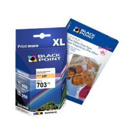 Tusz BLACK POINT BPH703XL BK/COL + Papier Foto