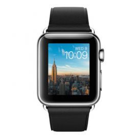 Smartwatch APPLE Watch Koperta 38 mm ze stali nierdzewnej z paskiem w kolorze czarnym z klamrą klasyczną w Media Markt