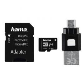 Karta pamięci HAMA microSDHC 16GB C10 UHS-I + adapter + czytnik