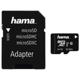 Karta pamięci HAMA microSDXC 64GB Class 10 UHS-I 80MB/s + adapter w Media Markt