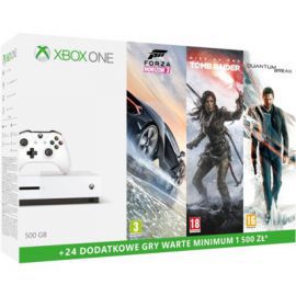 Konsola MICROSOFT Xbox One S 500 GB + Forza Horizon 3 + Quantum Break + Rise of the Tomb Raider + 2x 3 mies. Live Gold w Media Markt