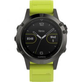 Zegarek sportowy z GPS GARMIN Fenix 5 HR Stalowoszary z paskiem limonkowym 010-01688-00