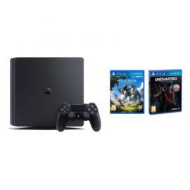 Konsola SONY PlayStation 4 Slim 1TB D Chassis Czarna + Horizon Zero Dawn + Uncharted: Zaginione Dziedzictwo + To jesteś Ty Voucher