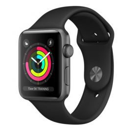 SmartWatch APPLE Watch Series 3 Koperta 38 mm z aluminium w kolorze gwiezdnej szarości z paskiem sportowym w kolorze czarnym MQKV2MP/A