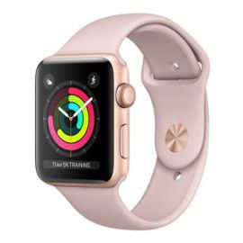 SmartWatch APPLE Watch Series 3 Koperta 42 mm z aluminium w kolorze złotym z paskiem sportowym w kolorze piaskowego różu MQL22MP/A