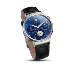 Huawei Watch (srebrny) + czarny skórzany pasek