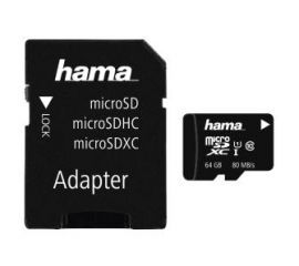 Hama microSDHC 64GB Class 10 UHS-I 80MB/s + Adapter SD