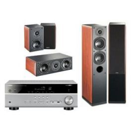 Yamaha MusicCast RX-V483 (tytanowy), Indiana Line Nota 550 X/240 X/740 X (orzech)