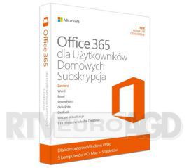 Microsoft Office 365 dla Użytkowników Domowych PL 5stan/1rok w RTV EURO AGD