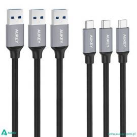 AUKEY CB-CMD1 zestaw 3 szt. nylonowych szybkich kabli Quick Charge USB C-USB 3.0 | 3 x 1m | 5 Gbps w Alsen