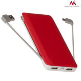 Maclean Powerbank 8000mAh biało-czerwony MCE140 WR wbudowane kable, 3 USB max 2,4A w Alsen