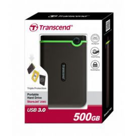 Transcend StoreJet 25 M3 500GB 2.5'' USB3.0 Black -  Rubber Case, Anti-Shock w Alsen
