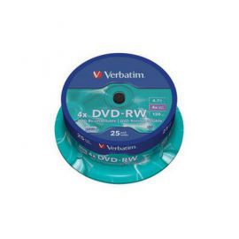 Verbatim DVD-RW 4x 4.7GB 25P CB Matt Silver 43639 w Alsen