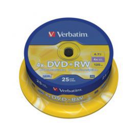 Verbatim DVD+RW 4x 4.7GB 25P CB             43489 w Alsen