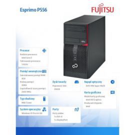 Fujitsu Esprimo P556/2 W10P 8GB/SSD256/DVD/i7-7700                  VFY:P5562P47SOPL w Alsen
