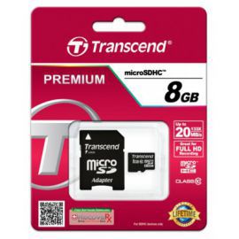 Transcend microSD 8GB Class10 + adapter PREMIUM w Alsen