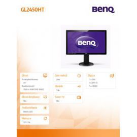 Benq 24'' GL2450HT LED 2ms/12MLN:1/DVI/CZARNY w Alsen