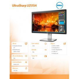 Dell 25" UltraSharp U2515H LED Anti-Glare/16:9/QHD 2560x1440/Pivot/2x HDMI/mDP/2x DP/5xUSB 3.0/3Y PPG w Alsen